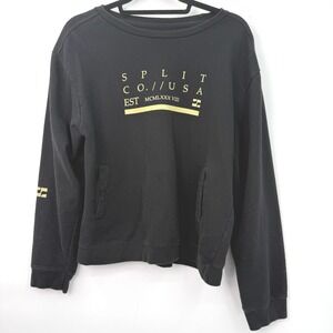 Split Co USA Sweatshirt Womens S Black Graphic Pullover Skate Streetwear Grunge